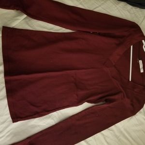 Burgundy v neck